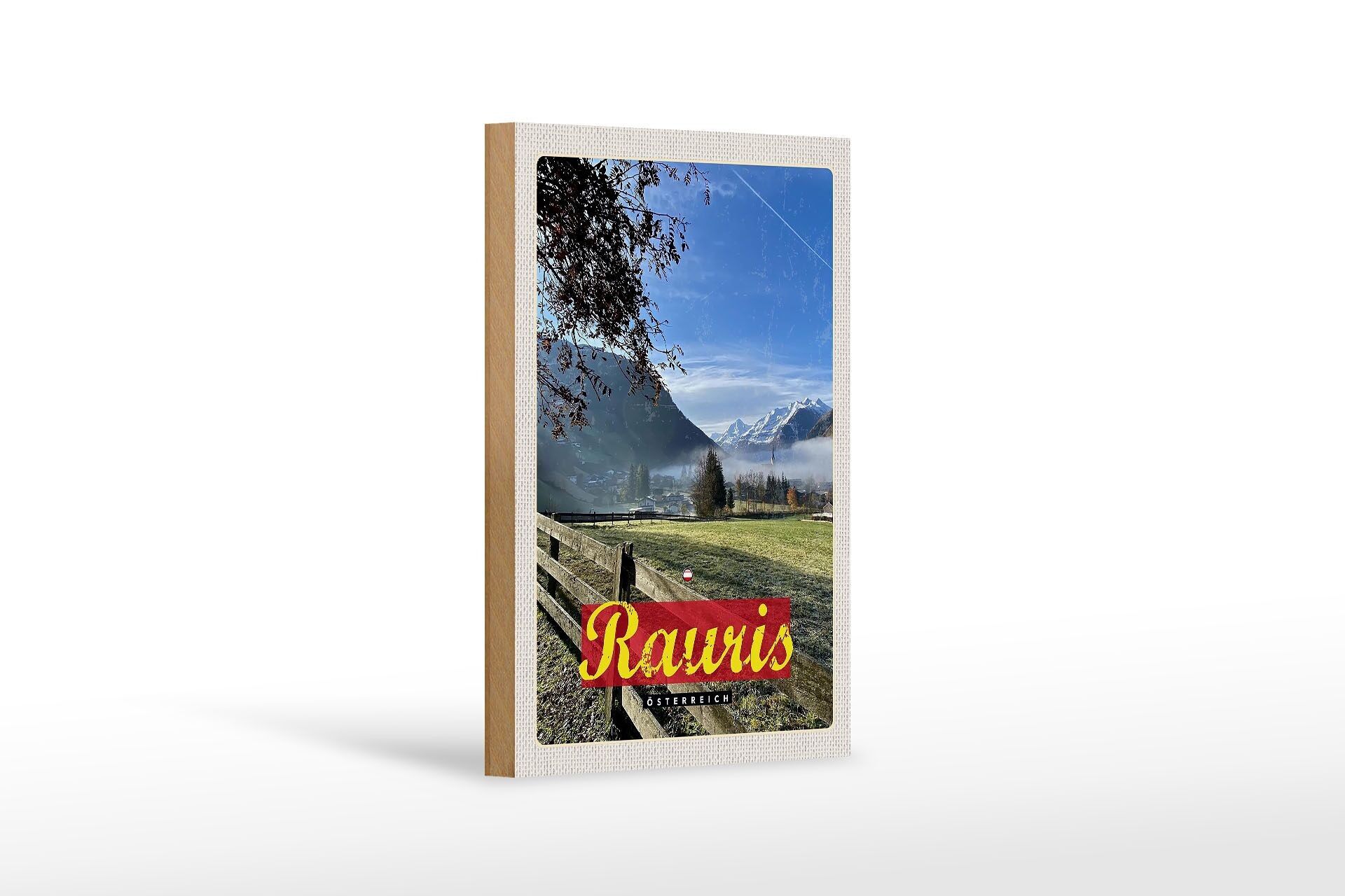 Cartel de madera viaje 12x18 cm Valle de Rauris Austria senderismo naturaleza