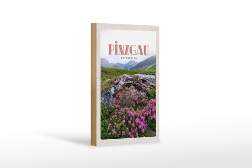 Holzschild Reise 12x18 cm Pinzgau Österreich Blumen Natur Berge