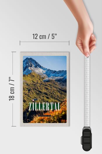 Panneau en bois voyage 12x18 cm Zillertal montagnes nature forêts vacances 4