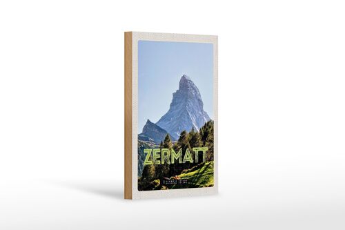 Holzschild Reise 12x18 cm Zermatt Ansicht Ausblick Urlaubsort