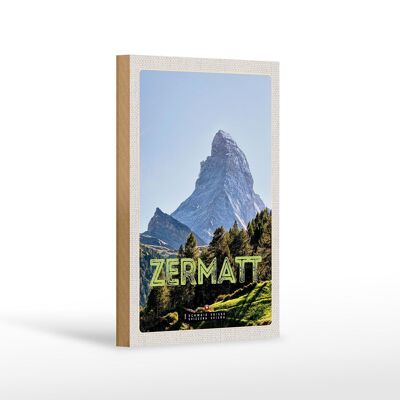 Holzschild Reise 12x18 cm Zermatt Ansicht Ausblick Urlaubsort