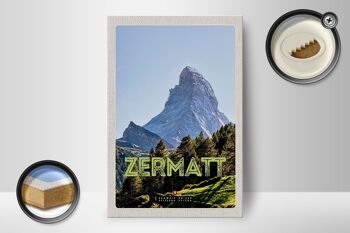 Panneau en bois voyage 12x18 cm Zermatt vue destination de vacances 2