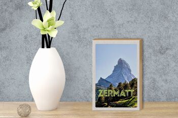 Panneau en bois voyage 12x18 cm Zermatt vue destination de vacances 3
