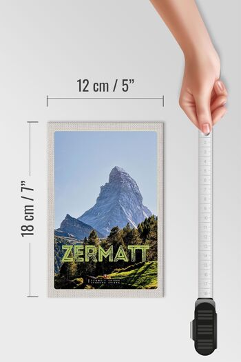 Panneau en bois voyage 12x18 cm Zermatt vue destination de vacances 4