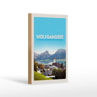 Cartello in legno da viaggio 12x18 cm Wolfgangsee lago natura vacanze destinazioni