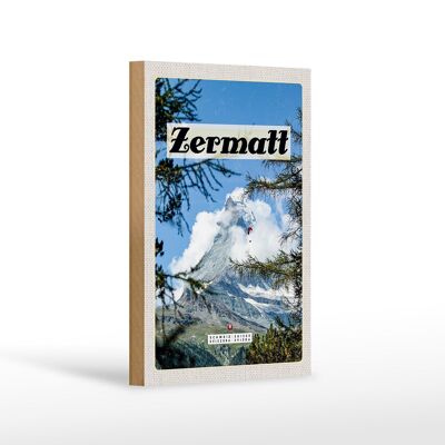 Cartel de madera viaje 12x18 cm Zermatt Suiza Árbol de Navidad invierno