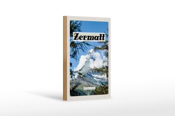 Panneau en bois voyage 12x18 cm Zermatt Suisse Sapin de Noël heure d'hiver 1