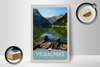 Panneau en bois voyage 12x18 cm Vilsalpsee Autriche forêt bateau 2