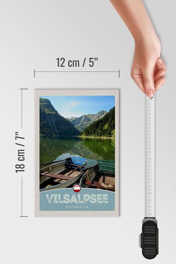Panneau en bois voyage 12x18 cm Vilsalpsee Autriche forêt bateau 4