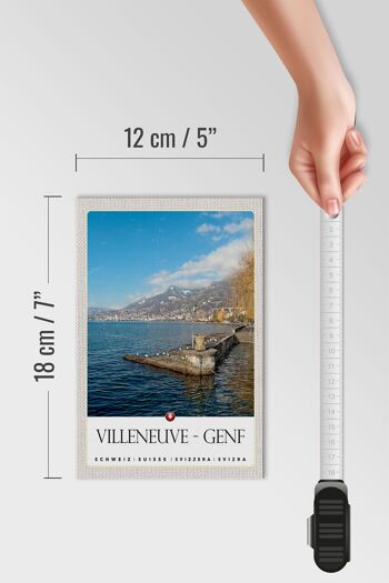 Panneau en bois voyage 12x18 cm Villeneuve-Genève Suisse randonnée 4