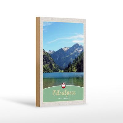 Cartel de madera viaje 12x18 cm Vilsalpsee Austria caminata por los bosques