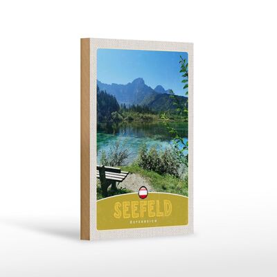 Cartello in legno da viaggio 12x18 cm Escursione nel bosco Seefeld Austria