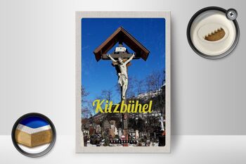 Panneau en bois voyage 12x18 cm Kitzbühel Autriche Sculpture de Jésus 2