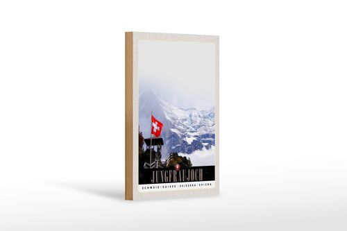 Holzschild Reise 12x18 cm Jungfraujoch Schweiz Wintertraum Natur