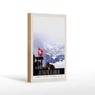 Panneau en bois voyage 12x18 cm Jungfraujoch Suisse hiver rêve nature