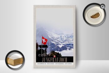 Panneau en bois voyage 12x18 cm Jungfraujoch Suisse hiver rêve nature 2