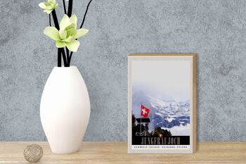 Panneau en bois voyage 12x18 cm Jungfraujoch Suisse hiver rêve nature 3