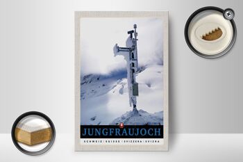 Panneau en bois voyage 12x18 cm Jungfraujoch Suisse hiver nature 2