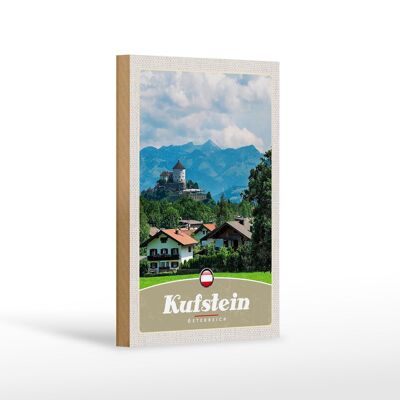 Holzschild Reise 12x18 cm Kufstein Österreich Wälder Berge Natur