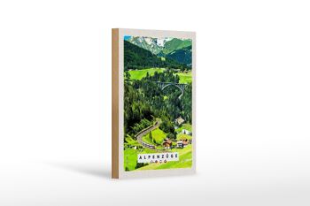 Panneau en bois voyage 12x18 cm Trains alpins Suisse Autriche pont 1
