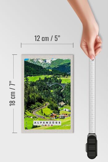 Panneau en bois voyage 12x18 cm Trains alpins Suisse Autriche pont 4