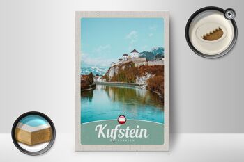 Panneau en bois voyage 12x18 cm Kufstein forêt randonnée nature vacances 2