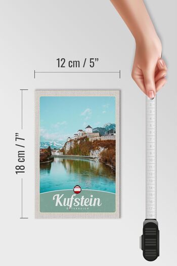 Panneau en bois voyage 12x18 cm Kufstein forêt randonnée nature vacances 4