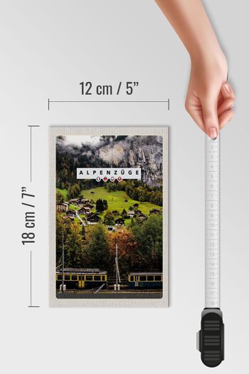 Panneau en bois voyage 12x18 cm Trains alpins Suisse train maisons de la vallée 4