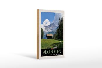 Panneau en bois voyage 12x18 cm Adelboden Suisse chalet forestier 1
