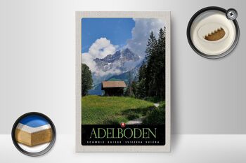 Panneau en bois voyage 12x18 cm Adelboden Suisse chalet forestier 2