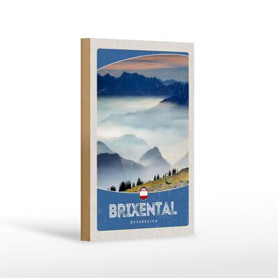 Wooden sign travel 12x18 cm Brixental Austria sky forests