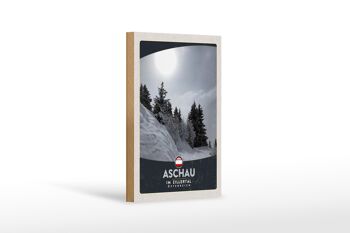 Panneau en bois voyage 12x18 cm Aschau im Zillertal Autriche neige 1