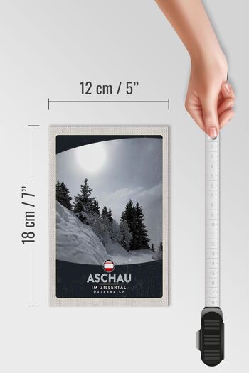 Panneau en bois voyage 12x18 cm Aschau im Zillertal Autriche neige 4