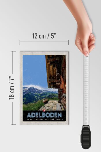 Panneau en bois Voyage 12x18 cm Adelboden Suisse Cabane en bois avec vue 4