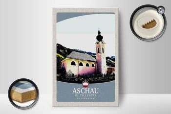 Panneau en bois Voyage 12x18 cm Église d'Aschau im Zillertal Autriche 2