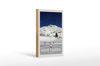 Panneau en bois voyage 12x18 cm Hohe Tauern randonnée à ski randonnée neige 1