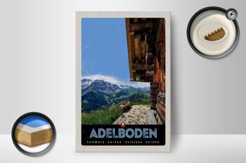Panneau en bois voyage 12x18 cm Adelboden Suisse vue sur les montagnes 2