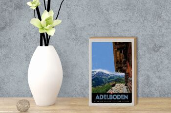 Panneau en bois voyage 12x18 cm Adelboden Suisse vue sur les montagnes 3