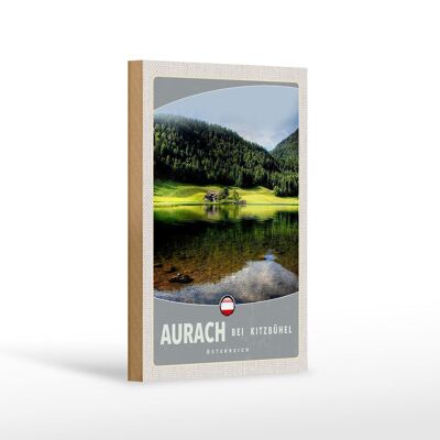 Cartel de madera viaje 12x18 cm Aurach cerca de los bosques naturales de Kitzbühel