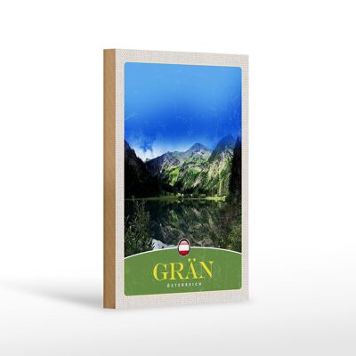 Wooden sign travel 12x18 cm Grän Austria forests lake nature mountain