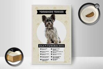 Panneau en bois indiquant les droits de propriété du Yorkshire Terrier 12x18 cm 2