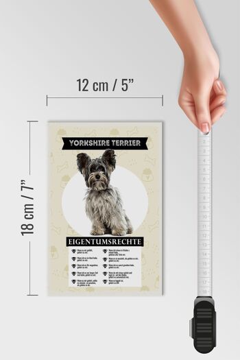 Panneau en bois indiquant les droits de propriété du Yorkshire Terrier 12x18 cm 4