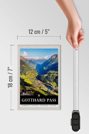 Panneau en bois voyage 12x18 cm Randonnée col du Saint-Gothard forêts naturelles 4