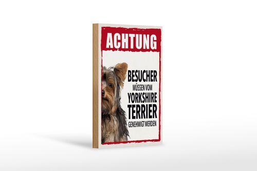 Holzschild Spruch 12x18 cm Tiere Achtung Yorkshire Terrier Dekoration