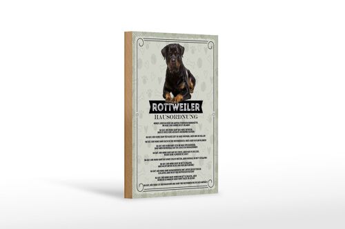 Holzschild Spruch 12x18 cm Tiere Rottweiler Hausordnung Hunde