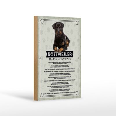 Letrero de madera que dice animales 12x18 cm Rottweiler reglas de la casa perros