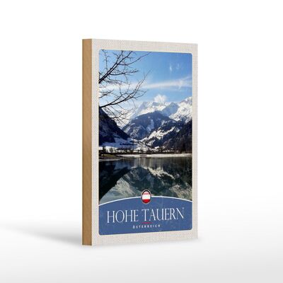 Cartel de madera viaje 12x18 cm Hohe Tauern vacaciones de invierno nieve invierno