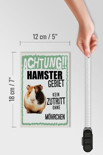 Panneau en bois disant 12x18 cm animaux attention décoration zone hamster 4