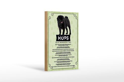 Holzschild Spruch 12x18 cm Tiere Mops Hausordnung Hunde Dekoration