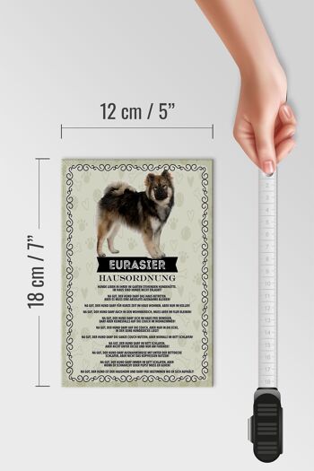 Panneau en bois disant 12x18 cm animaux Eurasier règles de la maison chiens décoration 4